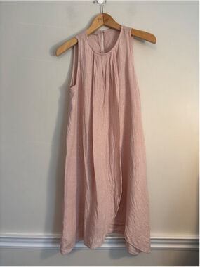 Bellambra Made In Italy Blush Pink 100% Linen Asymmetrical Dress Size Small